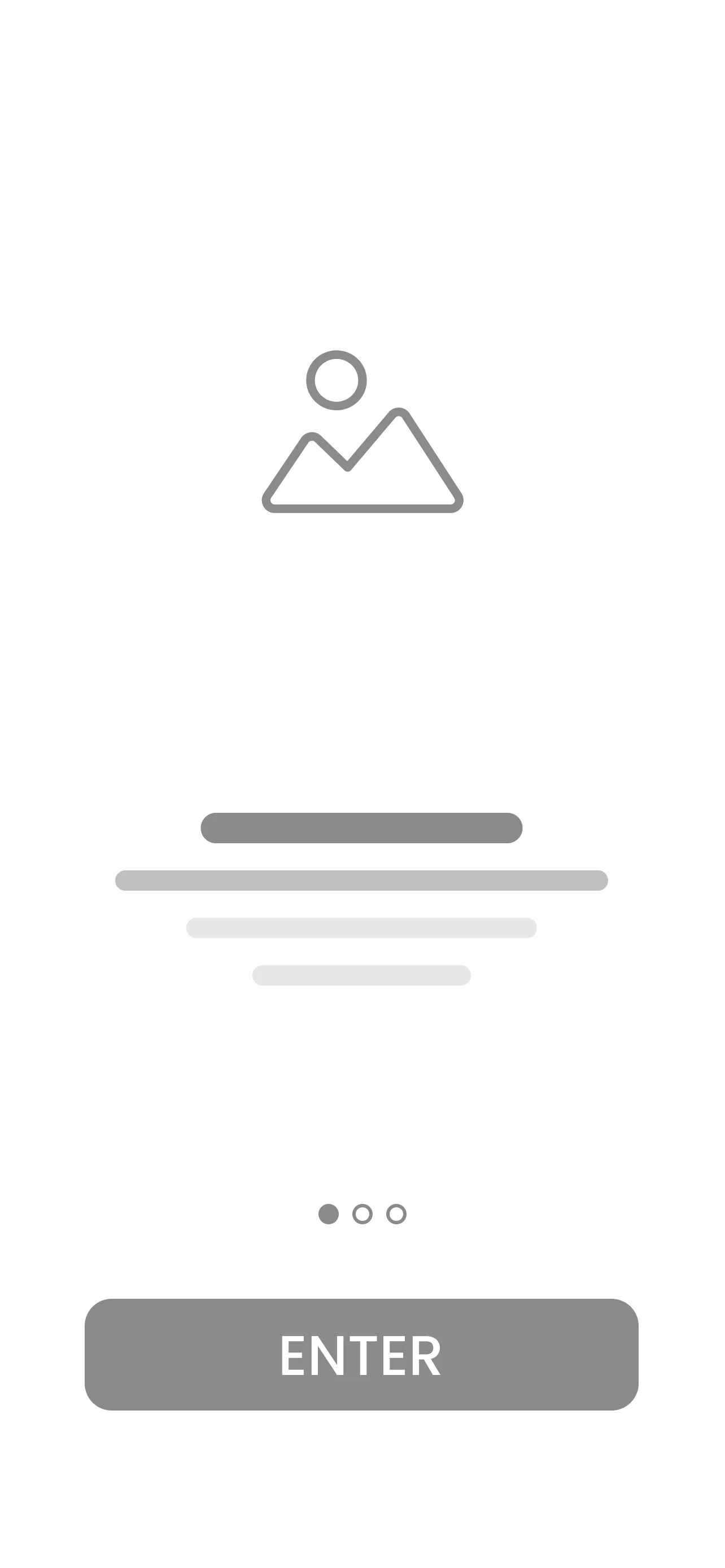 Digital wireframe onboarding screen