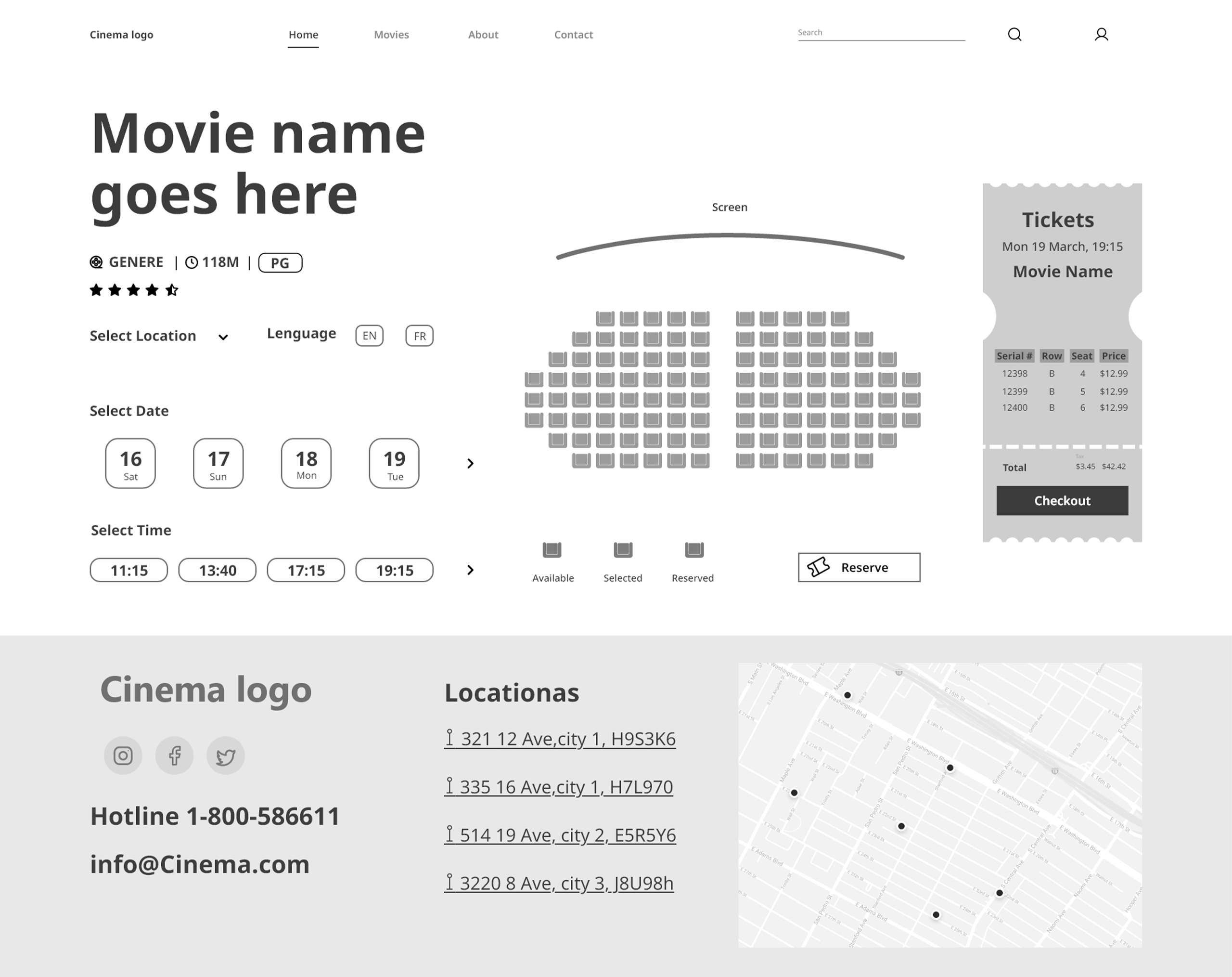 cinemojo booking low-fi page