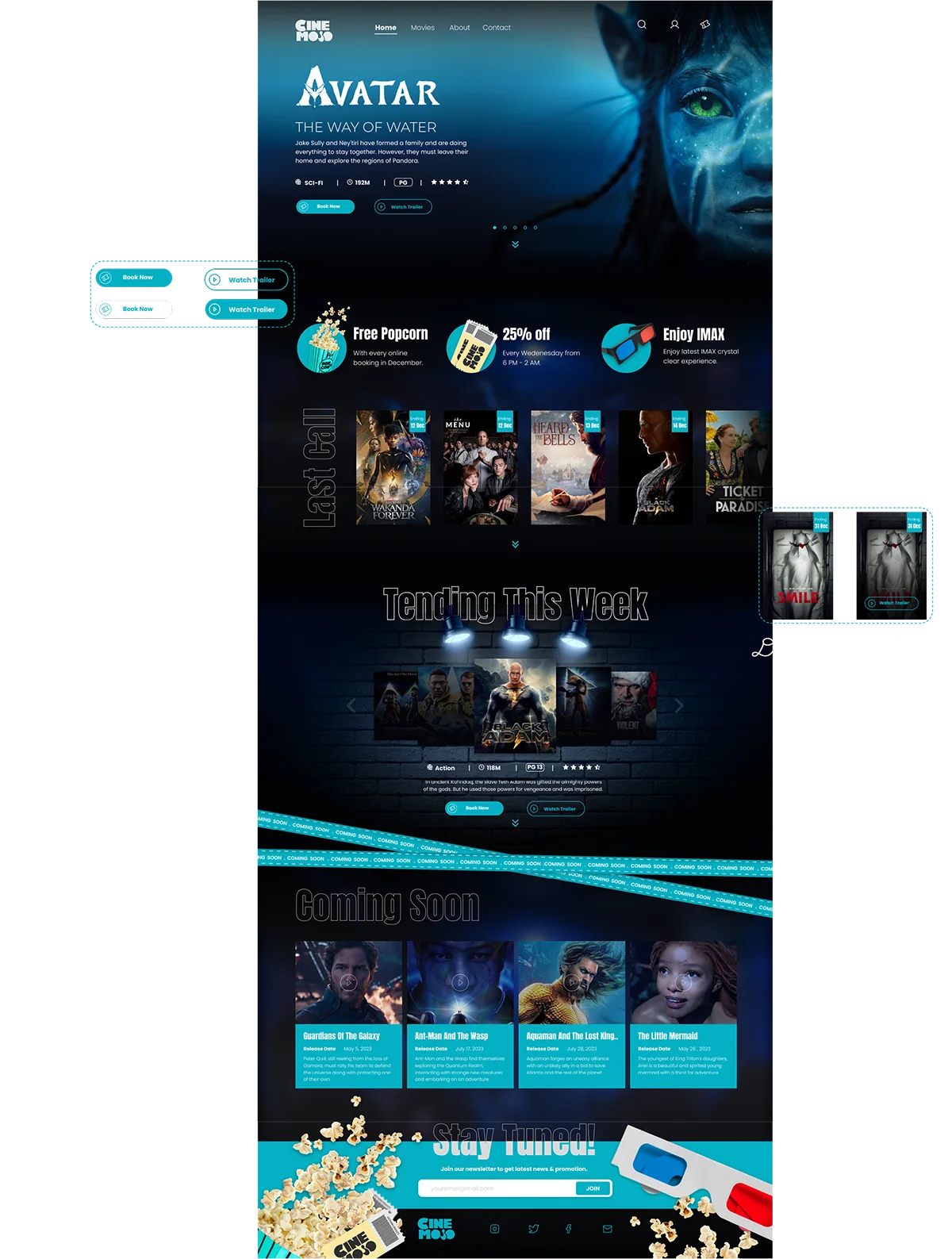 Cinemojo homepage mockup