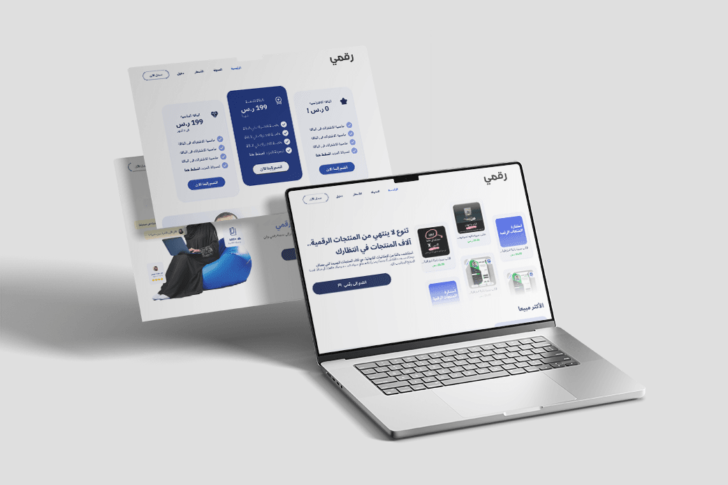 laptop showcasing 3 sections of landing page design