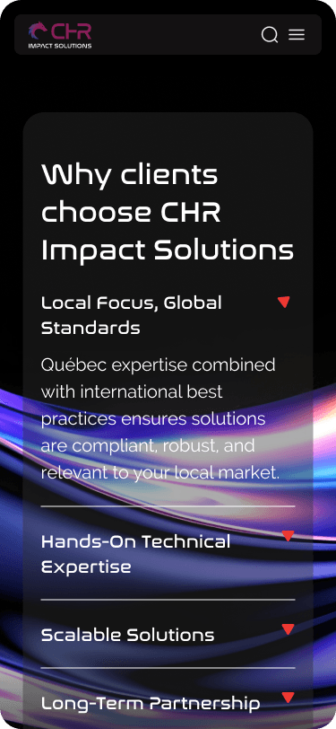 CHR IMPACT SOLUTION WEBSITE design About3 Mobile