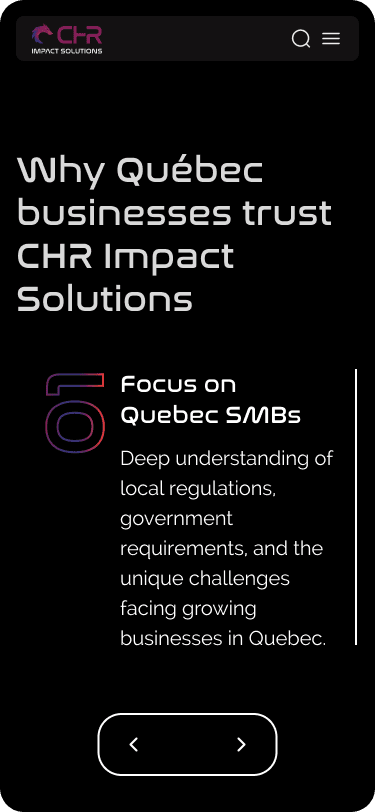 CHR IMPACT SOLUTION WEBSITE design Home4 Mobile