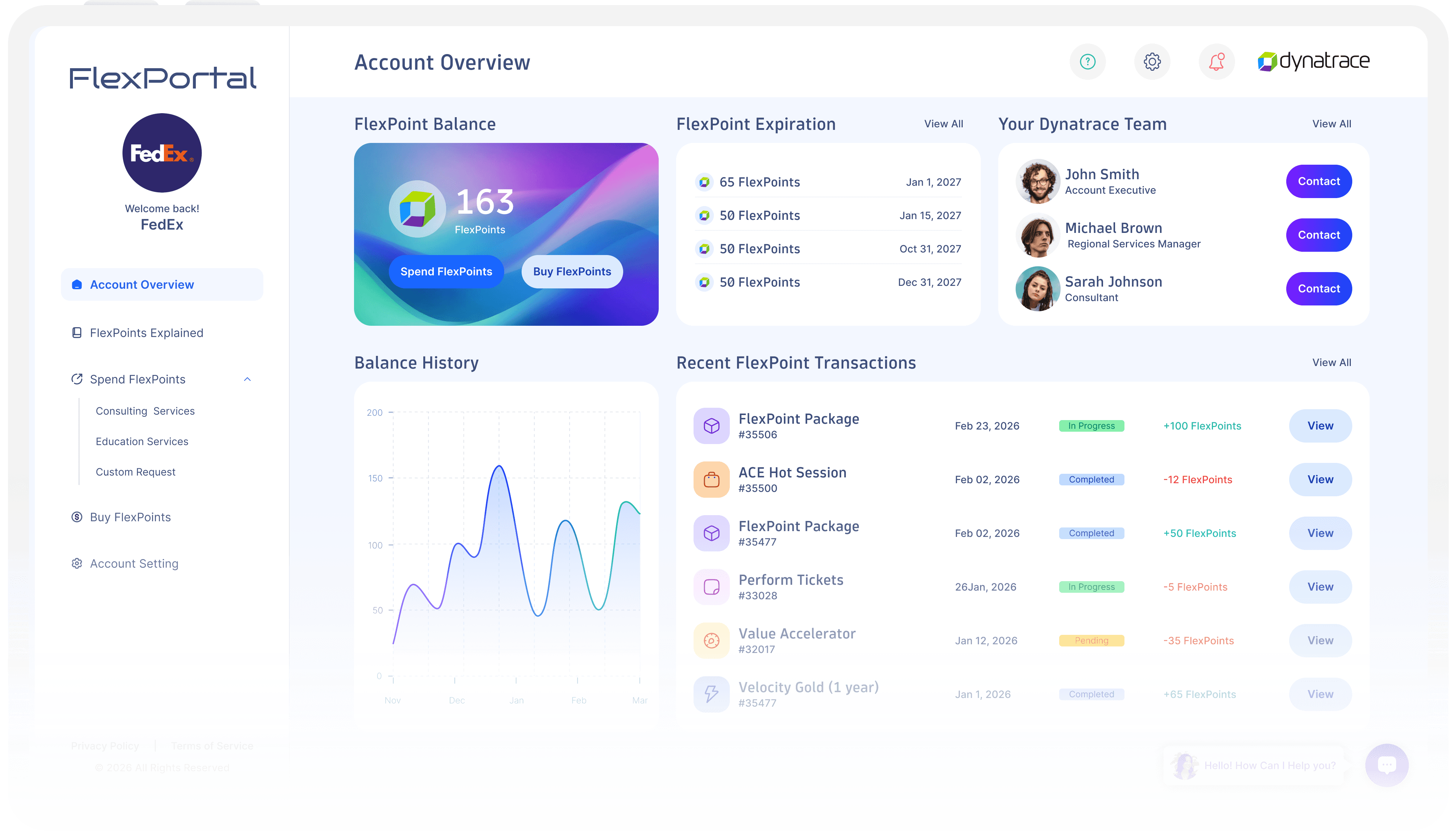 Dynatrace flex portal overview light dashboard on white tablet mockup