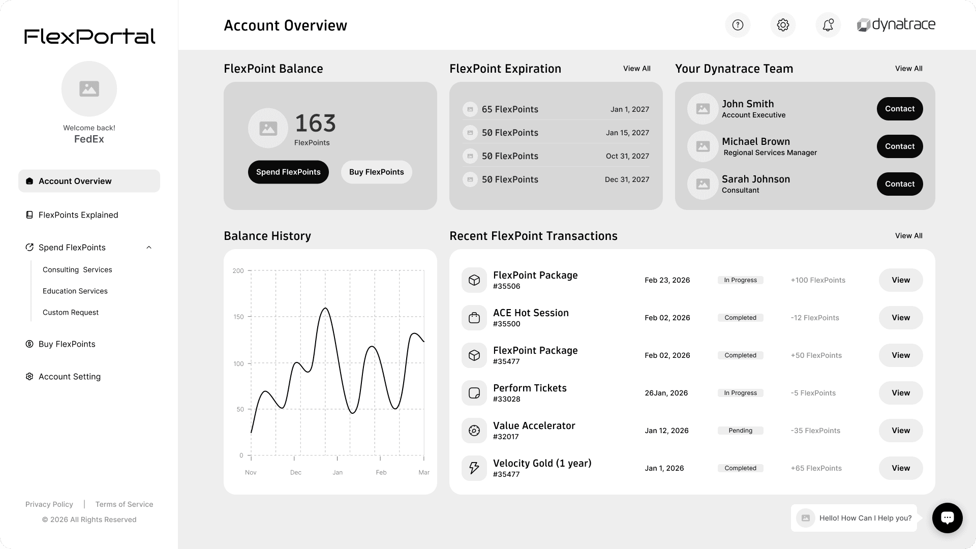 Dynatrace flex portal overview wireframe