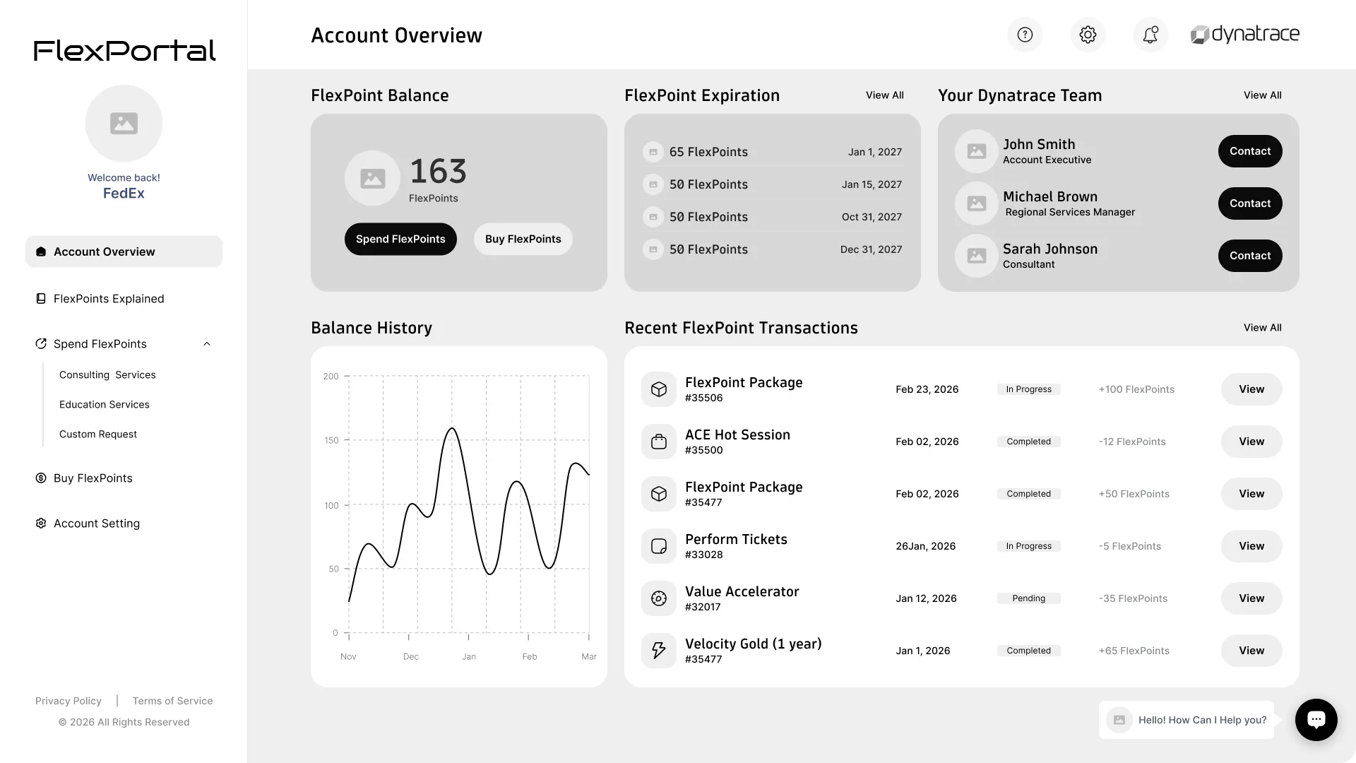 Dynatrace flex portal overview wireframe