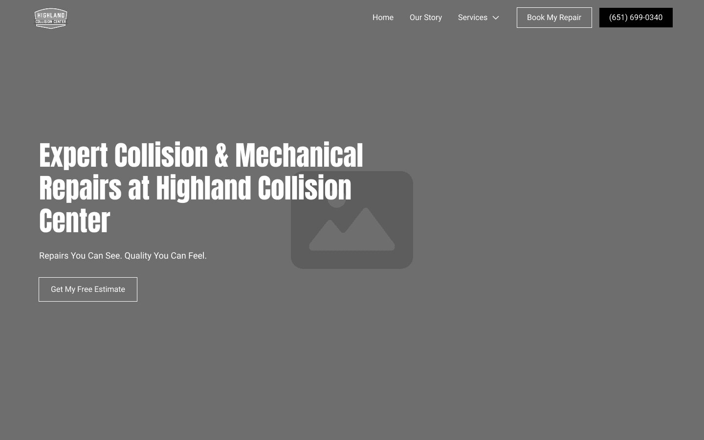 Highland Collision Center Wireframe