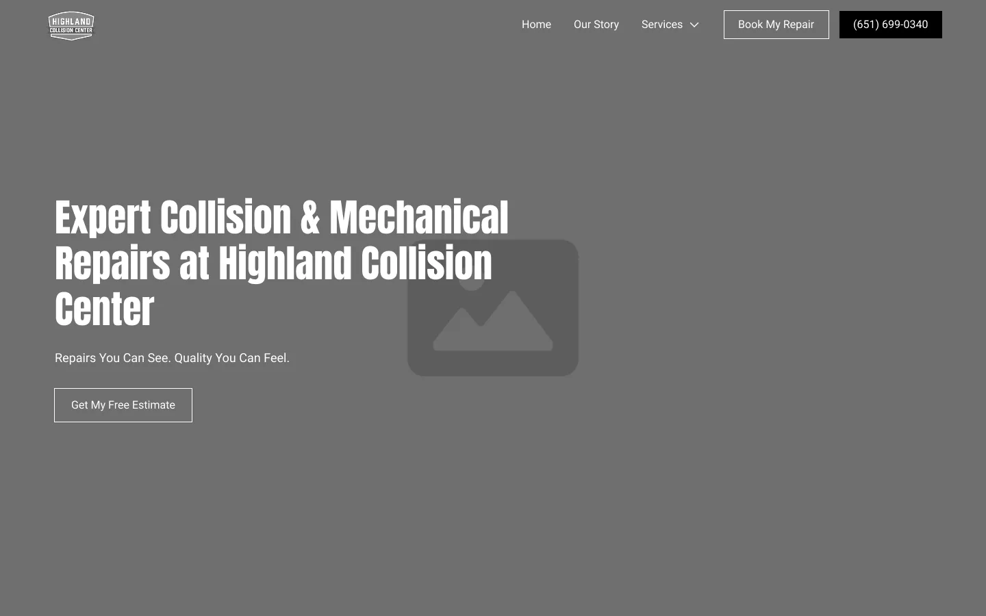 Highland Collision Center Wireframe