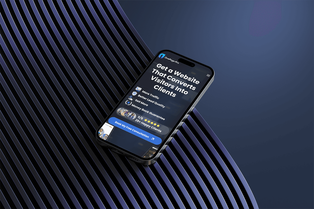 Onepage pro landing page on iphone mpckup 01