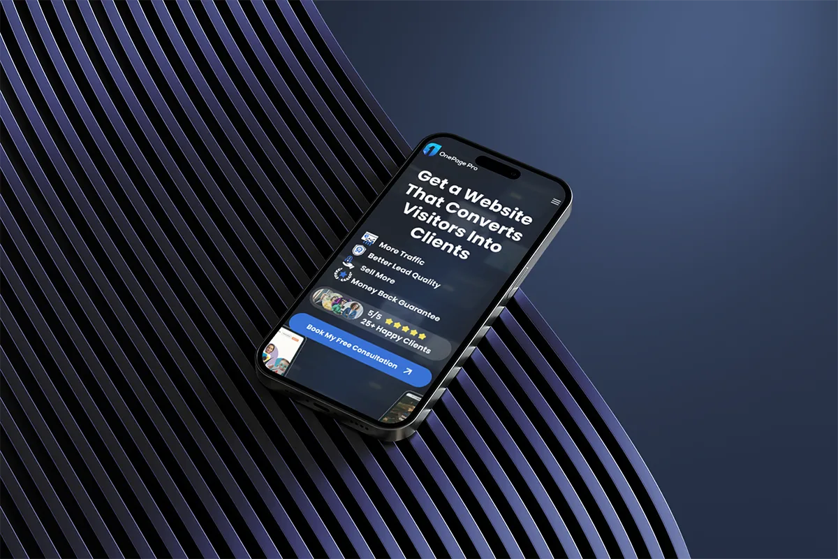 Onepage pro landing page on iphone mpckup 01