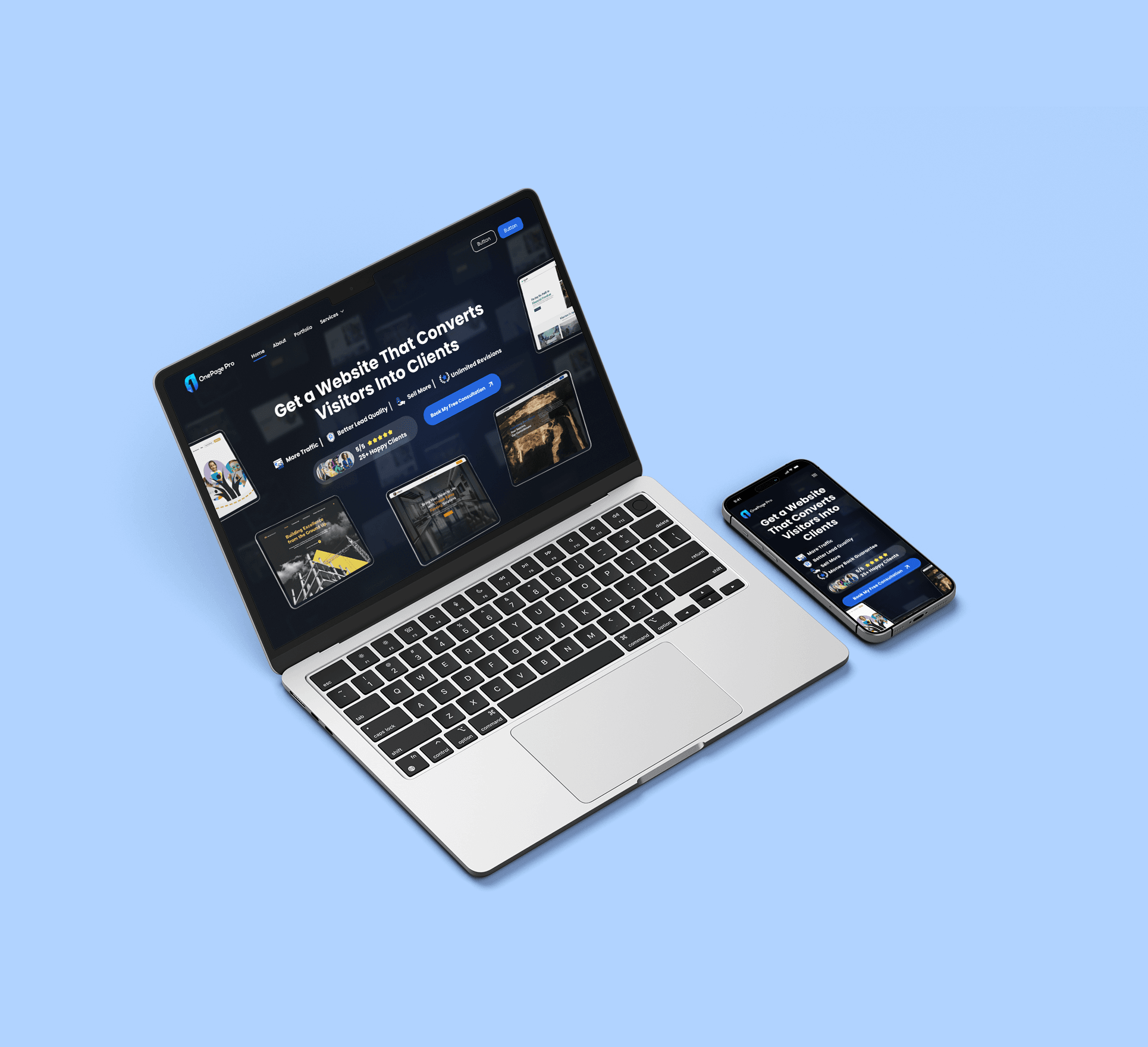 Onepage pro landing page on macbook mockup thumbnail e1786150202273