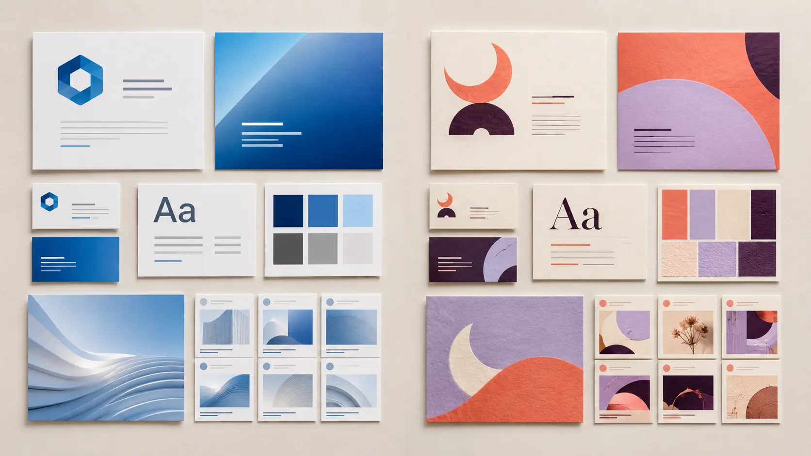 Comparison of fast AI or template branding with a distinctive visual identity