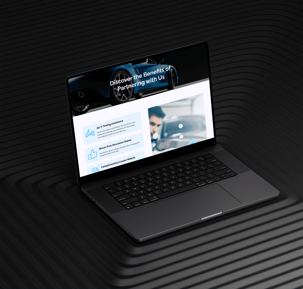 best auto body benefits laptop mockup