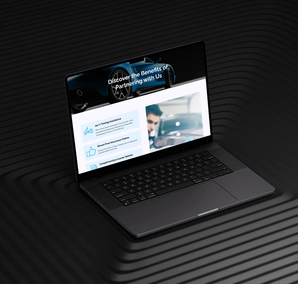 best auto body benefits laptop mockup