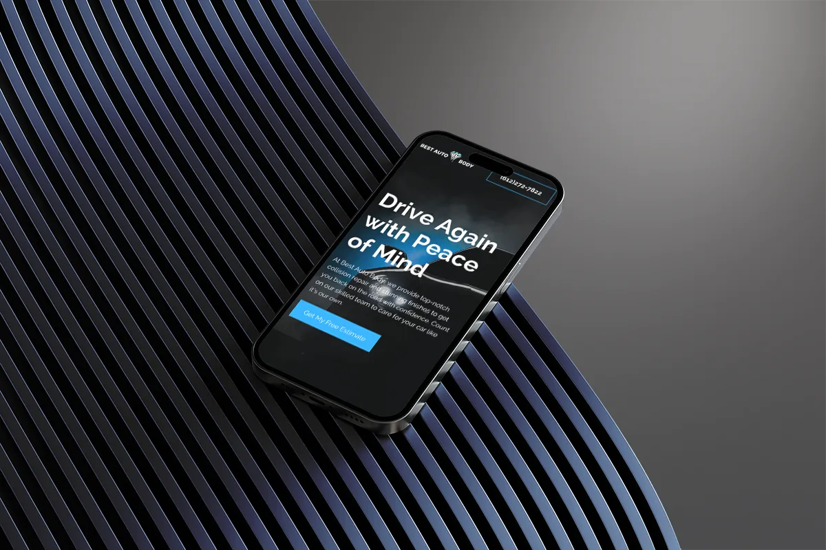 best auto body mobile landing page mockup