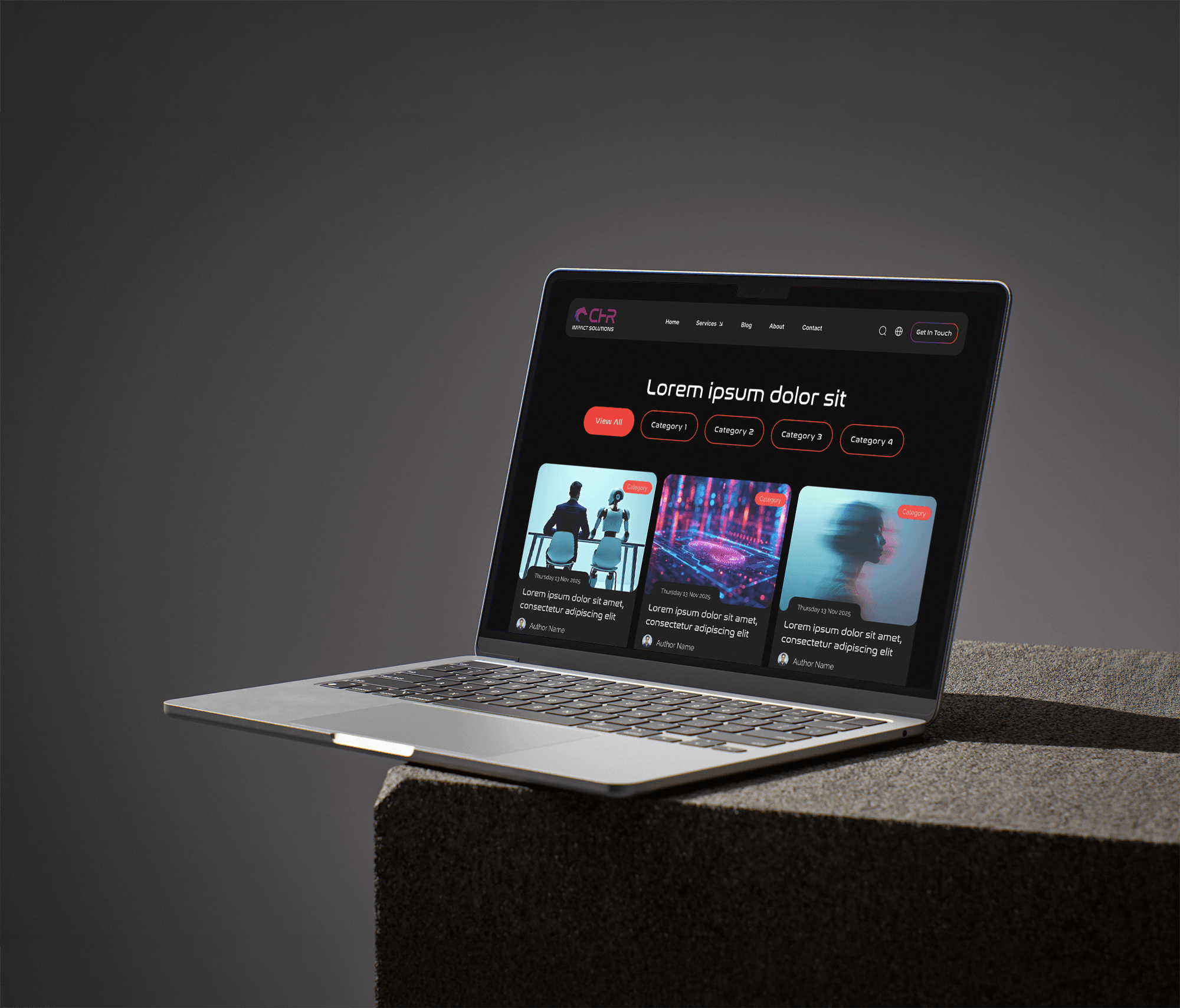 chr impact solutions blog page laptop mockup