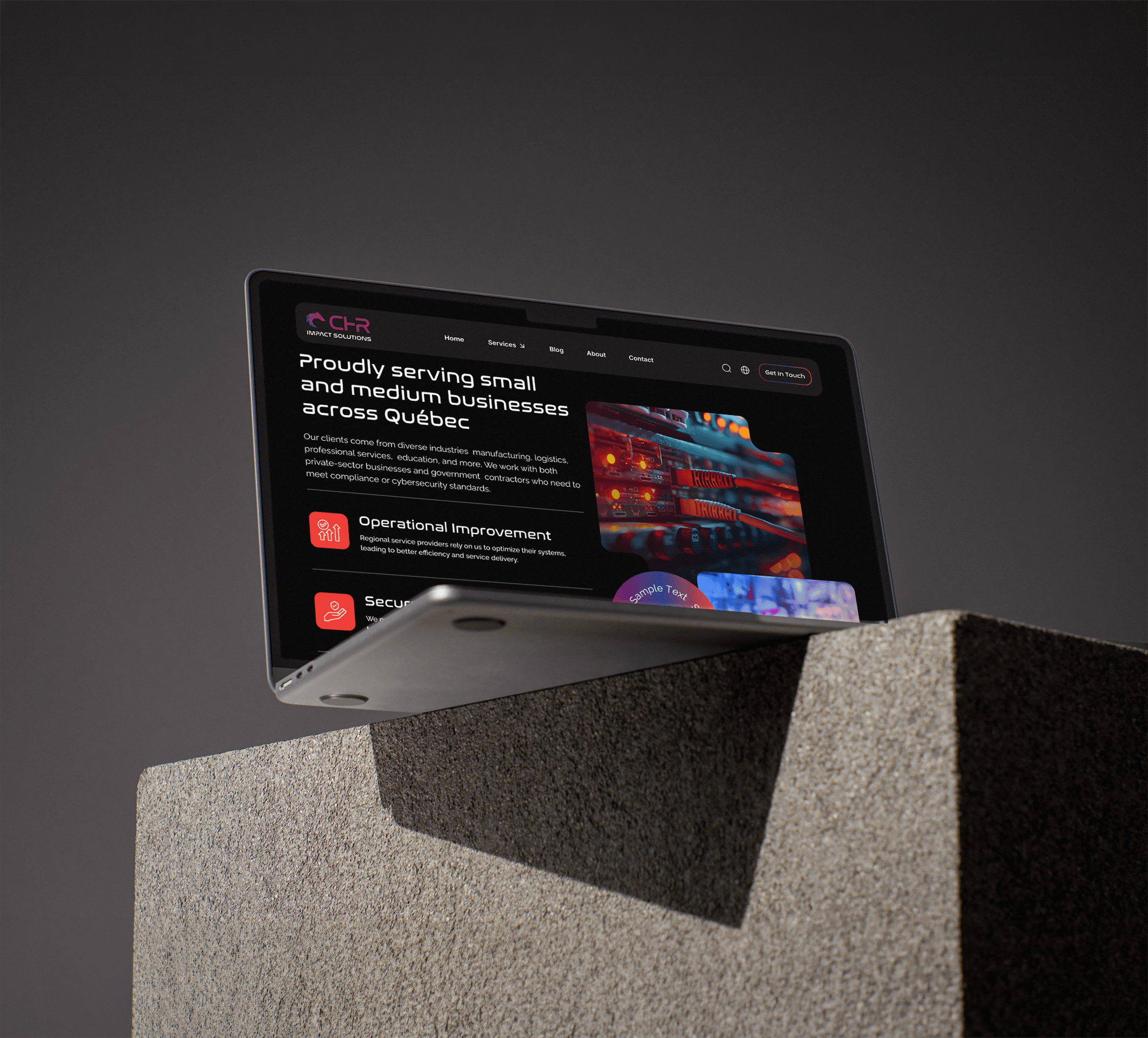 chr impact solutions services page laptop mockup