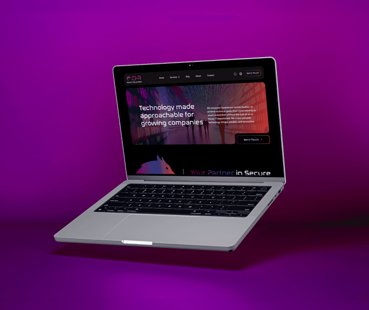 CHR Impact Solutions website design displayed on a laptop mockup