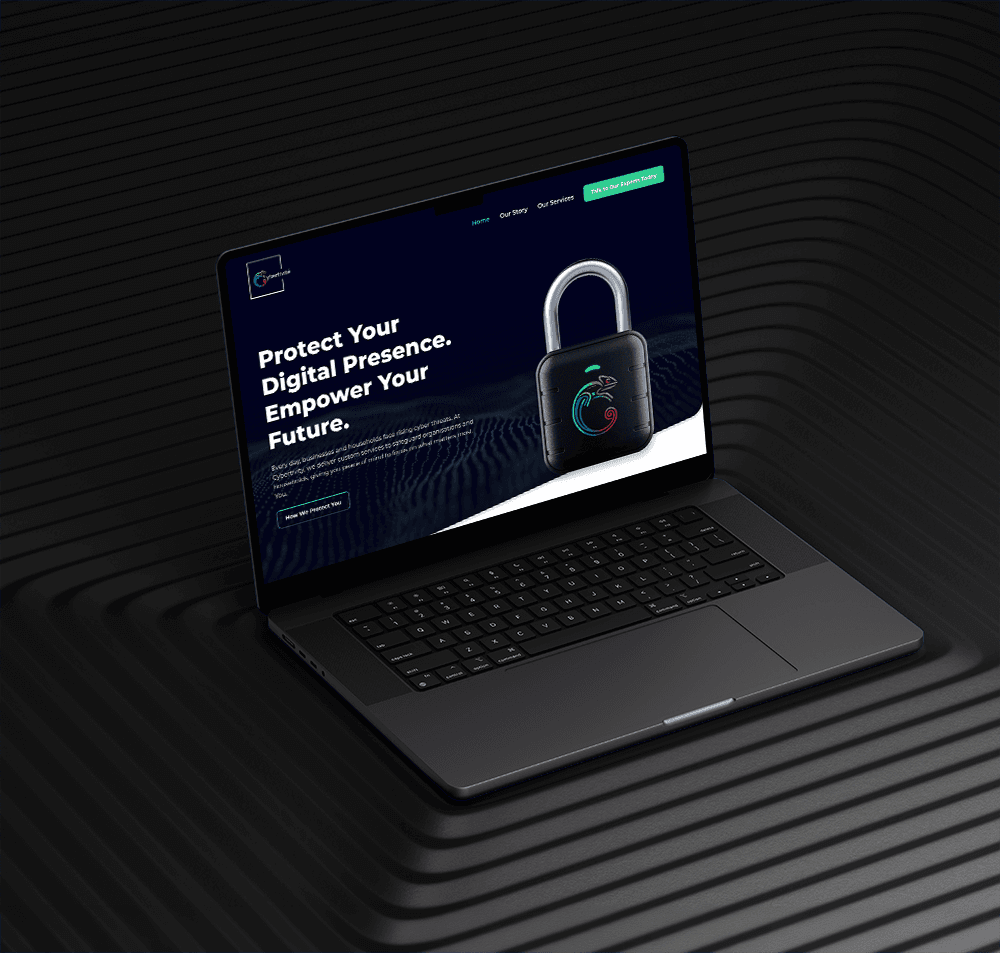 cybertivity homepage laptop mockup dark