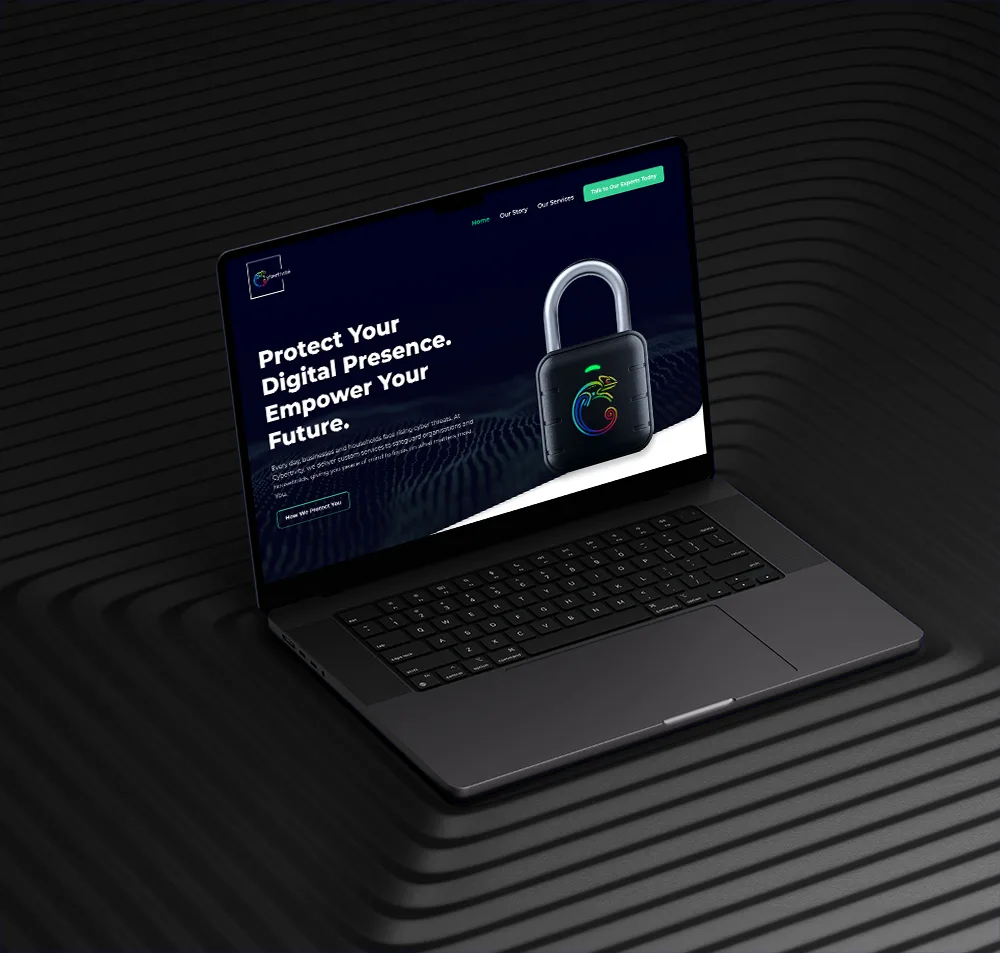 cybertivity homepage laptop mockup dark