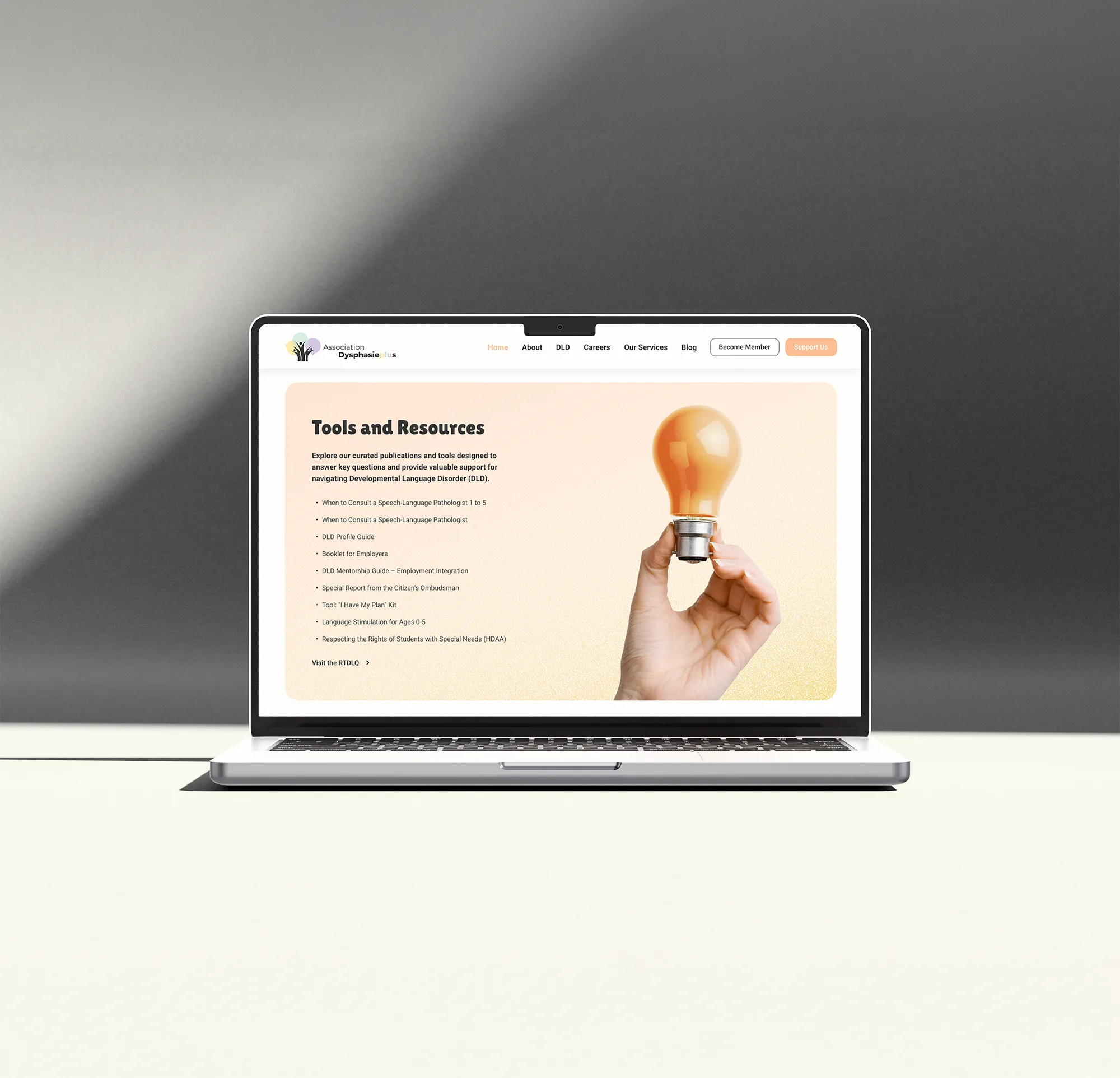 dysphasie plus tools resources laptop mockup