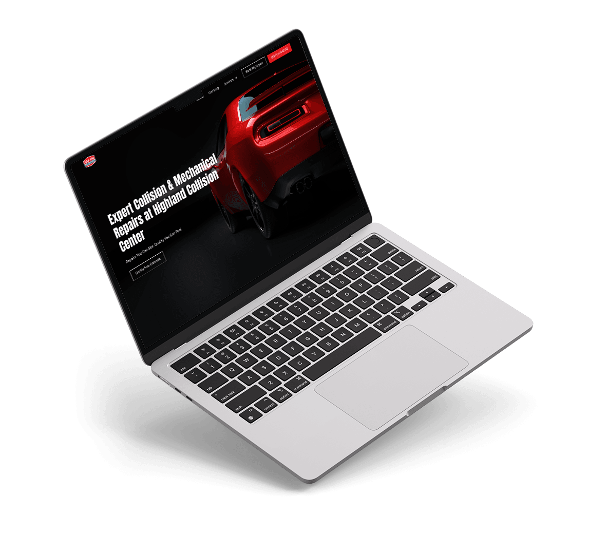 highland collision center homepage laptop mockup transparrent