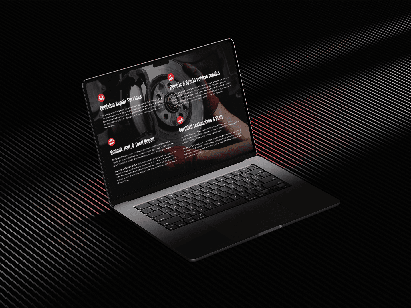 highland collision center services laptop mockup