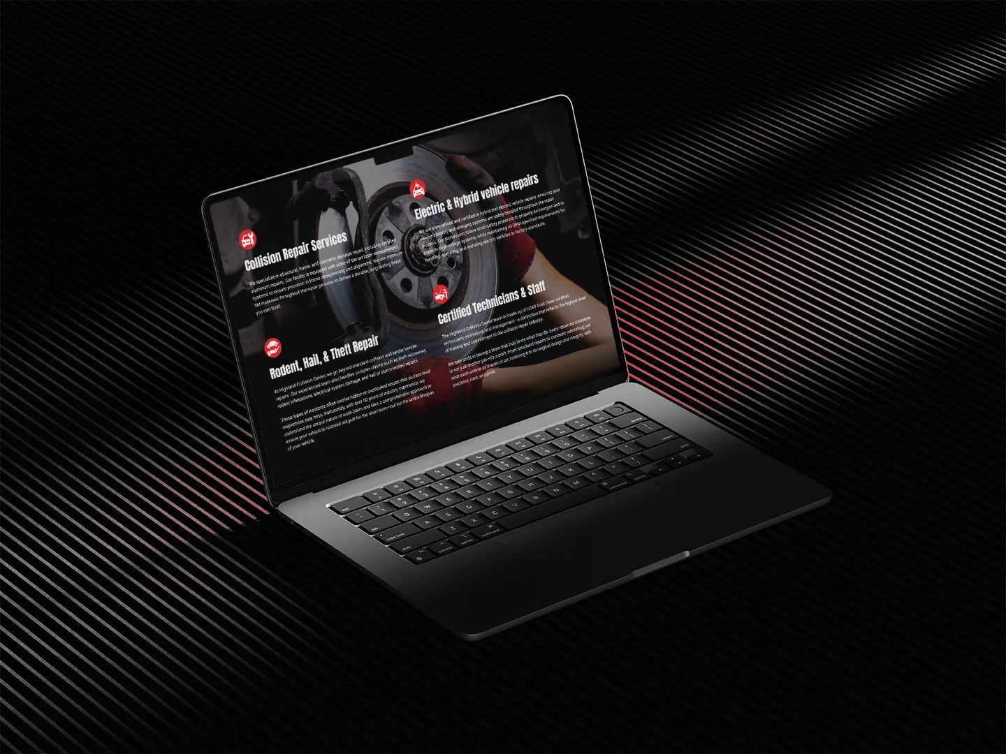 highland collision center services laptop mockup