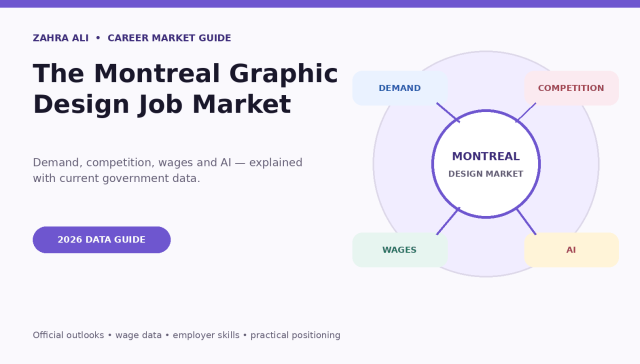 The Montreal graphic design job market guide covering demand, competition, wages and AI.