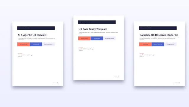 Three free UX templates for agentic AI reviews, UX research and portfolio case studies