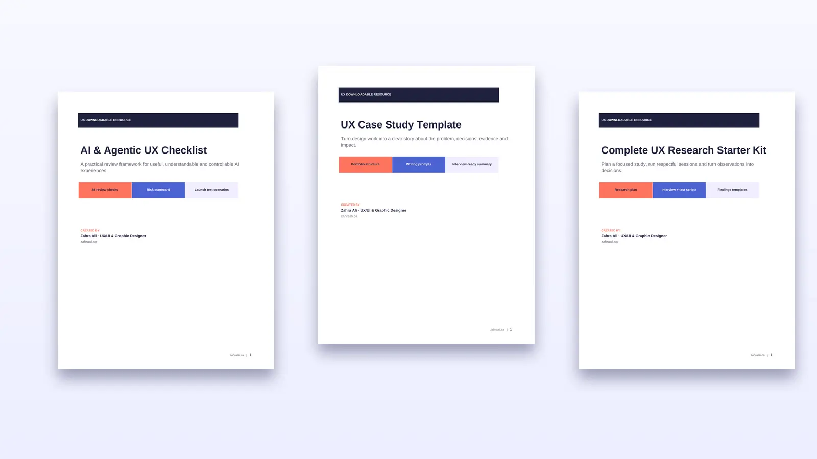 Three free UX templates for agentic AI reviews, UX research and portfolio case studies