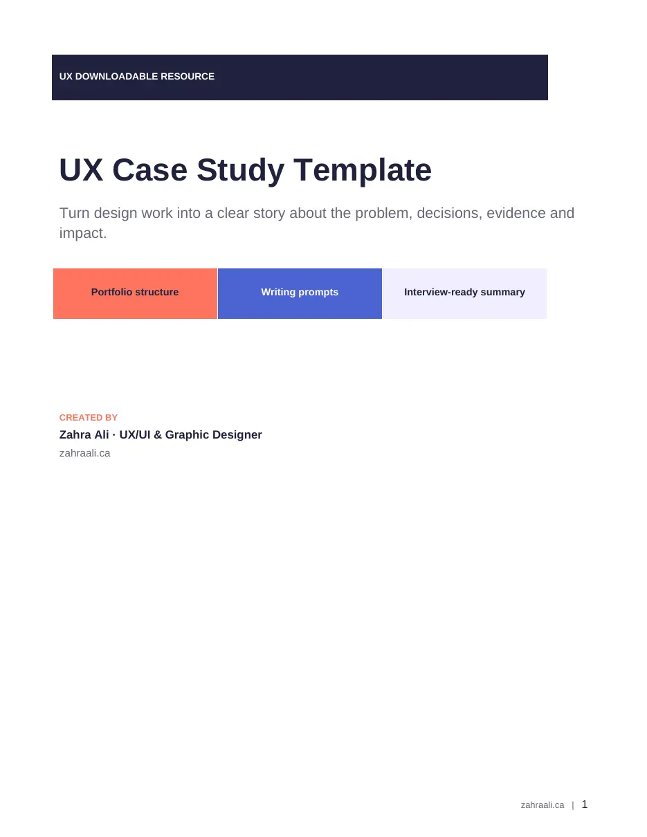 UX Case Study Template cover
