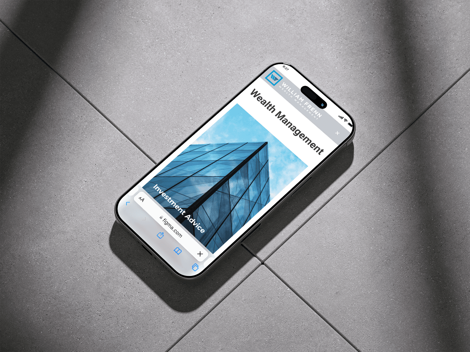william frenn wealth management mobile homepage mockup