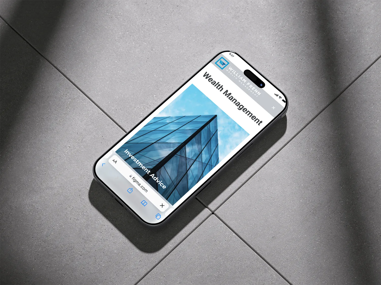 william frenn wealth management mobile homepage mockup